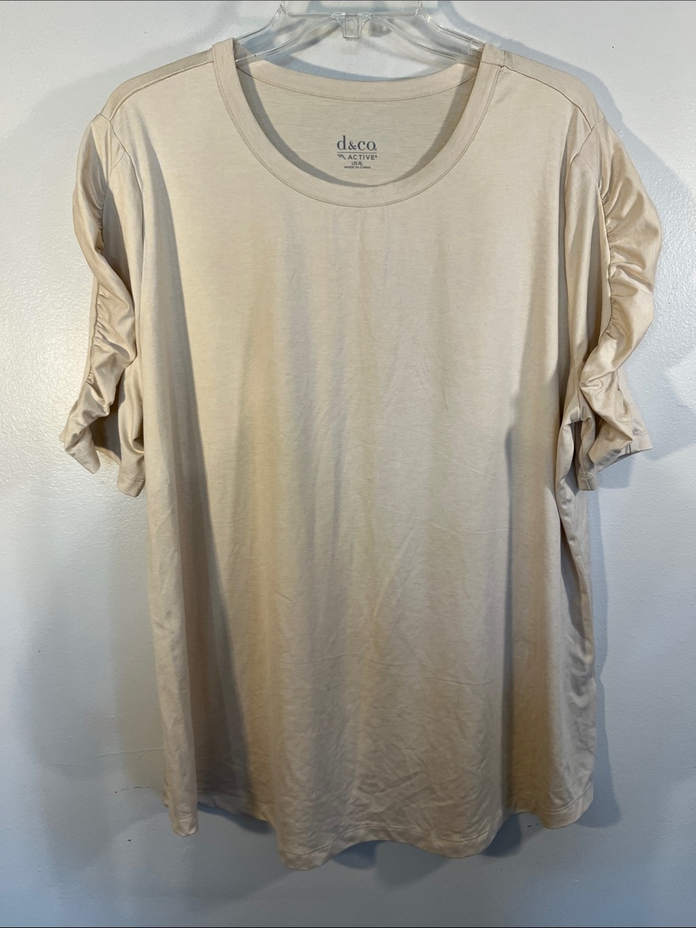 Blank Ruched Short Sleeve Tee in Cream